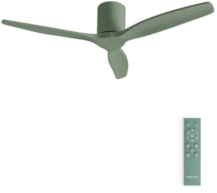 CREATE / WINDCALM M/Ventilador de techo ABS verde sage con mando / 40W, Silencioso, Ø132 cm, 6 velocidades, temporizador, función verano-invierno