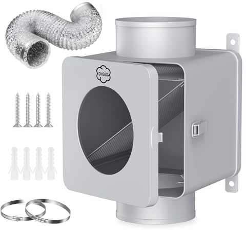 DHGBD Metal Dryer Lint Trap,Indoor Lint Trap for Dryer with 4inch 8FT Dryer Vent Hose,2 Clamps,2 Stainless Steel Mesh Filters,Secondary Lint Trap for Electric & Gas Dryers