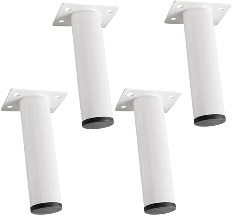 Globellapro 4PCS Round Furniture Feet 30x80mm Cold Rolled Steel Furniture Legs Replacement Support Feet with Screws for Sofa Table Cabinet, White
