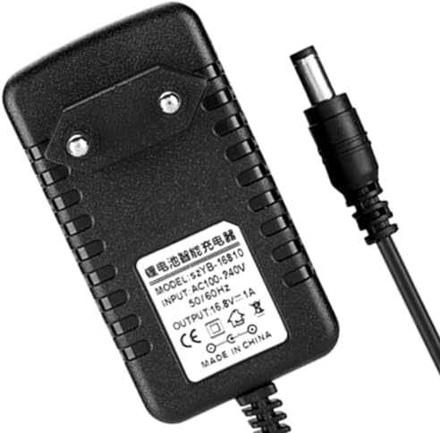 Eacam Adattatore per Caricabatterie per Batteria Al Litio Resistente Al Calore da 16,8 V/1 A con Materiale Ignifugo, Protezione Multilivello, Nucleo in Rame, Adatto A (Plug 'UE 100-240V)