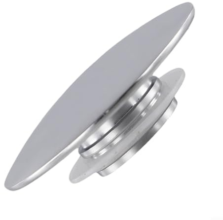 Honseadek Bouchon de vidange de lavabo chromé de 66 mm, construction en laiton avec filetage M8, bouchon à bouton-poussoir clic clac pour lavabo de salle de bain