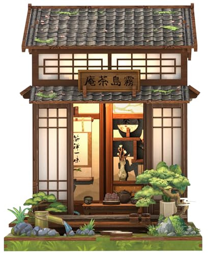 Cutefun Boknook Japan – gör-det-själv miniatyrhus kit för vuxna bokhylla dekor litet hus Booknook 3D-pussel hantverk gåvor för kvinnor bokälskare (japansk tebutik)