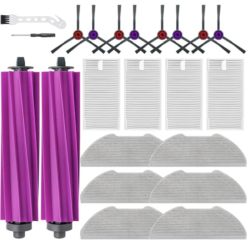 Bluevisk E20 Plus Replacement Parts for Eureka E20 Plus Robotic Vacuum Cleaner Parts with 2 Roller Brush, 4 HEAP, 6 Mops, 8 Side Brushes,1 Screwdriver, 1 Clean Brush