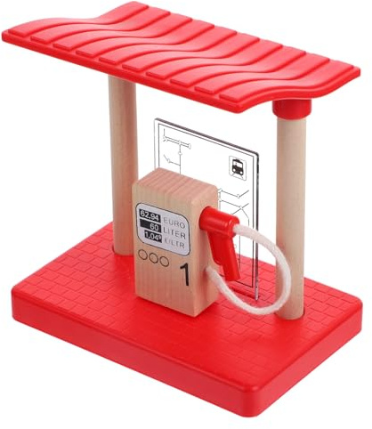 Uonlytech Spielzeugeisenbahn Zapfstelle für Kinder, Rot, 1 Stück | Holzeisenbahn Zubehör mit Lebensechten Details, Leichtes Design, für Partybedarf und Schreibtischdeko