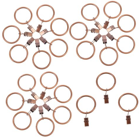 HAKIDZEL 40pcs Multi-Functional Curtain Clamps with Rings for Drapery Rods Smooth Sliding Low Noise Clips for Curtains String Lights Photos Bathroom and Window Use