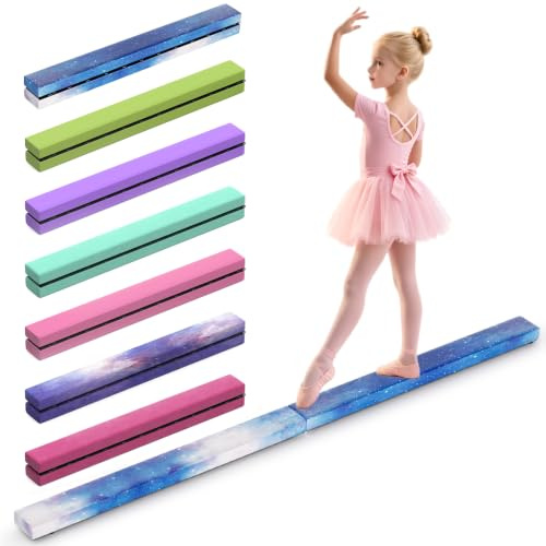 U`King Folding Gymnastik Schwebebalken, Gymnastik bar 2.1m/220 lbs Faux Suede Folding Gymnastik Ausbildung Balance Beam für Home Gym Training Übung Sport