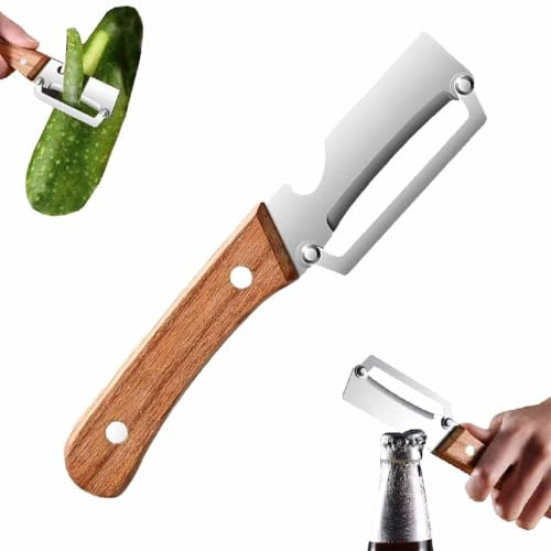 Stainless Steel Vegetable Peeler with Wooden Handle Ergonomic Potato Peeler & Fruit Slicer Sharp Blade for Carrot Apple Kiwi Easy Grip Kitchen Tool (1PCS)