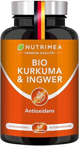 DETOX INGWER & KURKUMA - 100% BIO & VEGAN - Kapseln Hochdosiert mit 95% Extrakt | Curcuma 100% VEGAN | Höchste Bioverfügbarkeit & Curcumin Gehalt