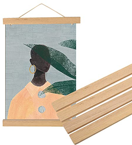 Colgador de Cartel Magnético Marco de Foto, Colgadores para Cuadros de Madera Blanca Natural DIY Obra de Arte para La Decoración del Hogar, Longitud 21 cm, 30 cm, 40 cm, 50 cm (21cm)