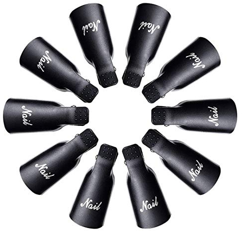 IME Nail Polish Remover Clips Set, Nails Art Gel Cap Soak Off Clip UV Manicure Acrylic Nails Wrap Tool Black Colour 10 pcs