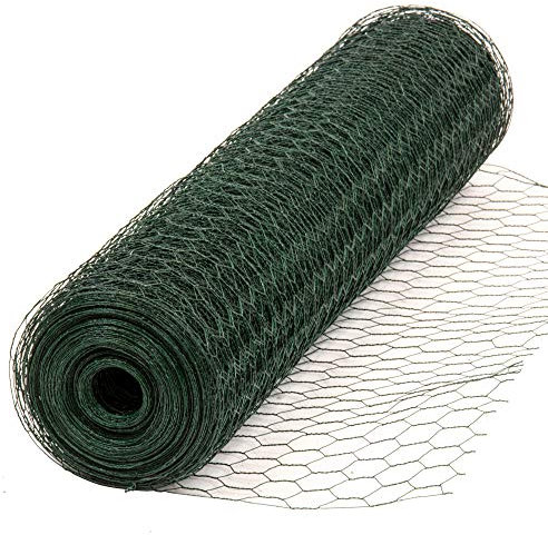 Alphapet® Green PVC Coated Galvanised Chicken Wire Mesh Aviary Rabbit Pet Steel Metal Garden Netting Fence - Hole Size: 25mm (0.8m x 24m)