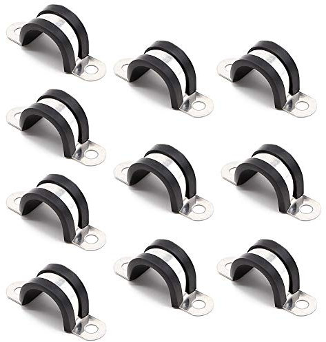 10 Pieces 8mm U-Pipe Clips with Rubber Cushioned Cable Clamp Rubber Lined U Clips EPDM Rubber Lined Mounting Brackets U Shaped Pipe Tube Wire Clamps Clips for Tube Or Wire Cord Installation