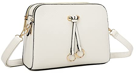 ELIOX - Damen Kleine Umhängetasche - PU Leder Feste Schultertasche - Kette Schulterriemen Abendtasche - Reißverschluss Handtasche - City Clutch Party Zip Crossbody Bag Mode