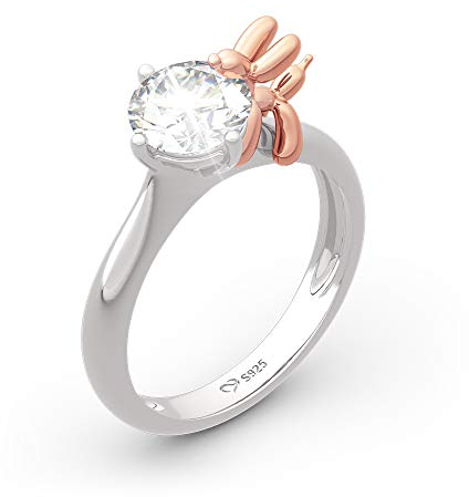 Jeulia Ballon Hund'' Rundschliff Sterling Silber Ring für Frauen Verlobungsring Set Braut Jubiläum Geburtstagsgeschenk mit schönen Schmuckschatulle (50 (15.7))