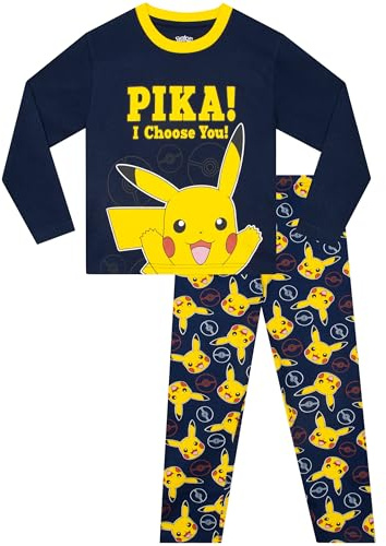 Popgear Pojkens Pokemon Pikachu I Choose Long pyjamasset marinblå pyjamas, BLÅ, 6-7 År