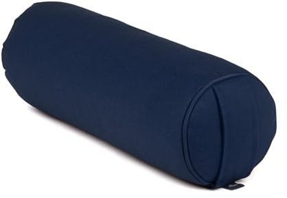 Bodhi Yoga Mini Bolster Eco | Ø 14 cm | 100 % coton bio | Traversin avec coques de sarrasin | Coussin de yoga avec housse amovible et lavable | Rouleau de yoga pour méditation | Bleu foncé