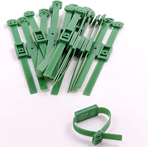 TRTO 40Pcs Wall Mounted Adjustable Garden Tie Strap Plant Flower Tree Training Support (40 Pcs Green Colour)