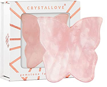 Crystallove Gua Sha Stein mit Aventurin - Jade Massageroller - Schmetterlings - Guasha Board - Gesichtsmassage für Gesicht, Augen, Augenschwellungen Hautstraffung von Gesicht - Face Massager