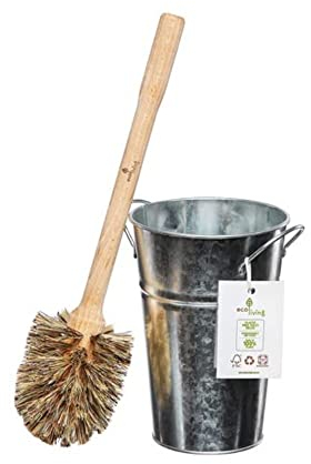 ECOLIVING PLASTIC FREE TOILET BRUSH & METAL HOLDER - SILVER - PACK OF 1