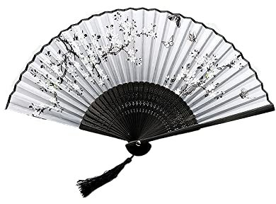 Ventaglio portatile pieghevole ventaglio di seta, ventaglio a mano stile cinese, ventilatore manuale tradizionale per matrimonio/fotografia/spettacolo/regalo/decorazione