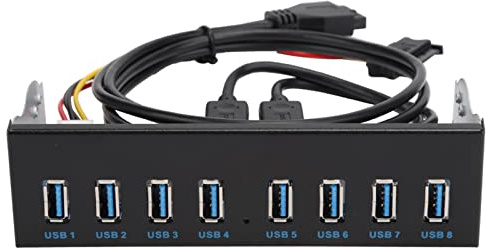 Panneau Avant USB 3.0 19 Broches 8 Ports, Lecteur Optique Carte | D'extension D'ordinateur de Panneau de 5,25 Pouces, Longueur de Câble de 27,6 Pouces pour Ordinateur PC