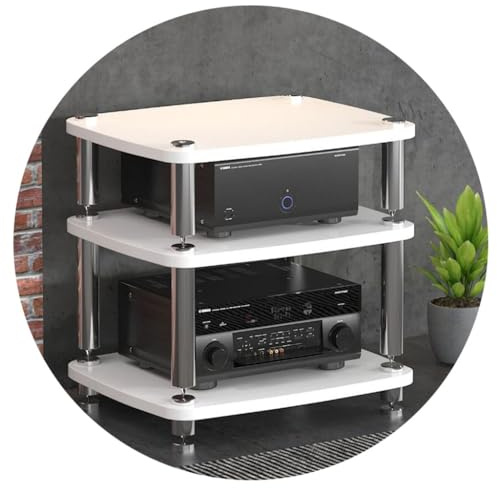 1/2/3/4-lagiger HiFi-Audioschrank HiFi-Ständer Plattenspieler-MDF-Ständer Audio-Rack Mit Stoßdämpfenden Füßen Regal for Leistungsverstärker Geräteschrank (Color : Weiß, S : 60 * 48 * 57cm(3Tier))