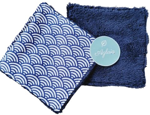 Lingettes démaquillantes lavables - Cotons démaquillants lavables - Cotons écologiques -Coton réutilisables - Zéro Déchet- (Vagues)