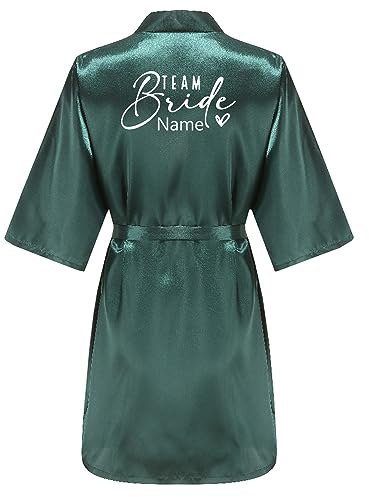 JPHCHSC Personnalisé Peignoir Satin Femme Robes de Chambre et Kimonos de Mariée Robes de Chambre Soie Court Kimono Col V avec Ceinture 73