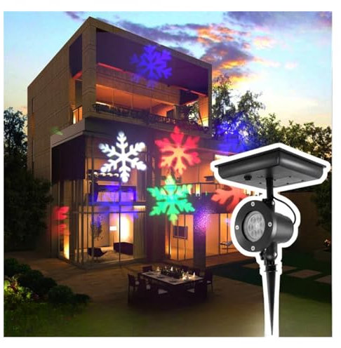 Luces De Proyector De Navidad PortáTiles, Lámpara LED de proyector de Navidad, luz Solar giratoria de 180 grados, estrella del cielo, luz de fiesta, lámpara de jardín for césped al aire libre Imagen H
