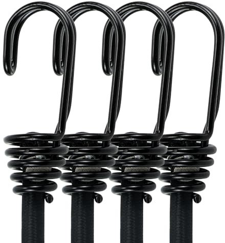 4 corde elastiche con ganci, cinghie elastiche resistenti, cinghie elastiche da esterno, per imballaggio, campeggio, tenda, riporre pacchetti, articoli di fissaggio (60 cm)