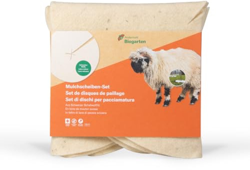 Andermatt Biogarten Mulchscheiben Ø 60 cm 3 Stück – aus Schwarznasenschafwolle, natürliches Mulchvlies für größere Pflanzen & Kübel, wasserdurchlässig, kompostierbar