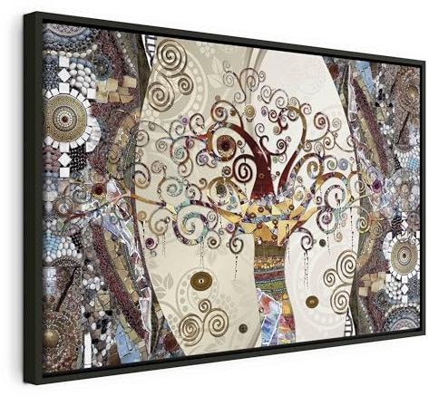 murando Bilder mit Rahmen 120x80 cm Wandbilder groß Leinwandbild XXL schwarzer Holzrahmen modern Wanddekoration Kunstdruck Wanddeko Wohnzimmer Schlafzimmer Gustav Klimt Baum des Lebens Abstrakt