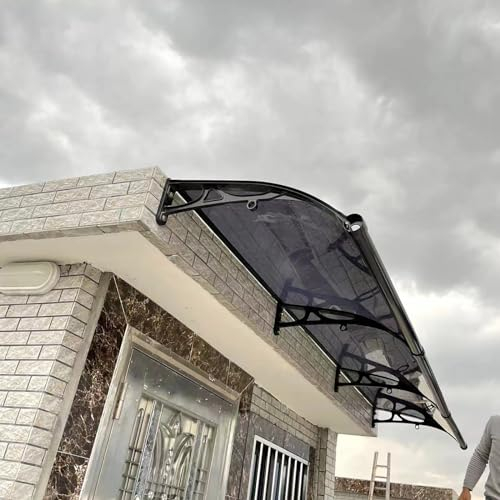 MTSYXYM Auvent de Véranda Extérieur,Auvent de Fenêtre Arch Design,Marquise Porte d'Entrée Coupe-Vent,Transparent, Contre Pluie UV,pour Terrasse Porche Jardin. (Color : Blauw, Size : L:120*W:100cm)