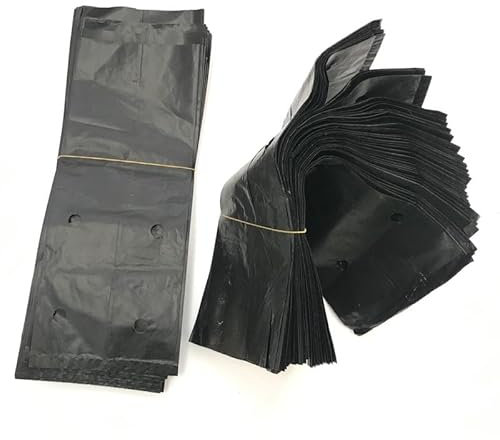 GOVNPJ 100 Bolsas de Plástico para Vivero PE Bolsas para Cultivo de Plantas Engrosadas Biodegradables con Agujeros Transpirables Bolsas para Plántulas 17x25cm
