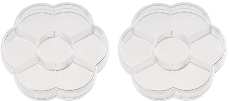 Lot de 2 boîtes de Rangement Rondes à Compartiments Transparents en Forme de Fleur en Plastique pour Bijoux de Voyage
