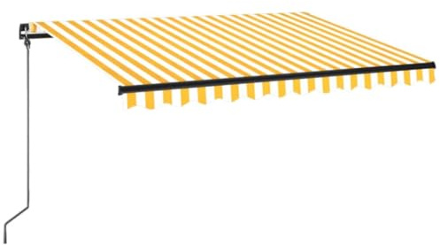 Terrassenmarkise Garten Markise Balkonmarkise Gelenkarmmarkise Einziehbar mit LED 350x250 cm Gelb und Weiß für Terrasse