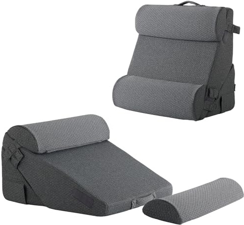 Bedluxe 4 x verstellbares Keilkissen aus Memory-Schaum nach der Operation zur Linderung von Rückenschmerzen, Nacken, Beinen, Kissen zum Schlafen, Sitzen im Bett, Reflux