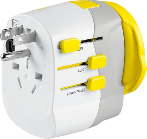 Go Travel Universal Plug Adapter - Dual USB-A Ports, Fits UK, US, AU/CN, EU | Keeps phones, tablets and devices charged wherever you go abroad - a mains adaptor with USB ports for holidays. Ref 639.101.