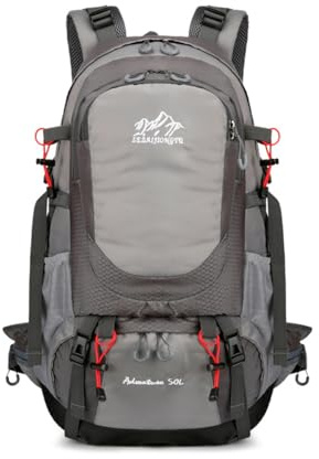 OLYSPM Wanderrucksack,Spritzwassergeschützter Wanderrucksäcke mit wasserdichter Hülle und Befestigungsseilen für Trekkingstöcke,40 L Rucksack Wandern für Wandern,Camping,Trekking