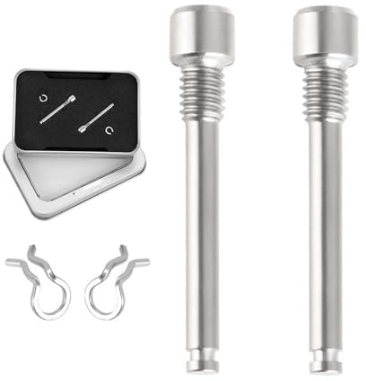 Wjelet 2 Pcs M4 Titanium Bolts for Bike Disc Brake Pads Threaded Pin Inserts Screw Disc Brake Pad Pin Axle with Circlips and Storage Box,Compatible with Shimano, Y8J798060 (Silver)