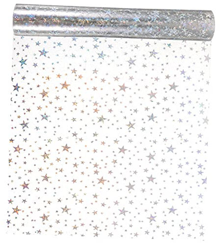 BEBEMOKO PVC Folie Mit Sternmuster Transparent 20cm x 120cm Selbstgemacht Bastelfolie Für Taschen Koffer Nähen Handwerk