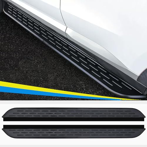 2 estribos laterales para Ford Ranger 2019-2022, estribo lateral con pedal, de aluminio, color negro (con soportes)