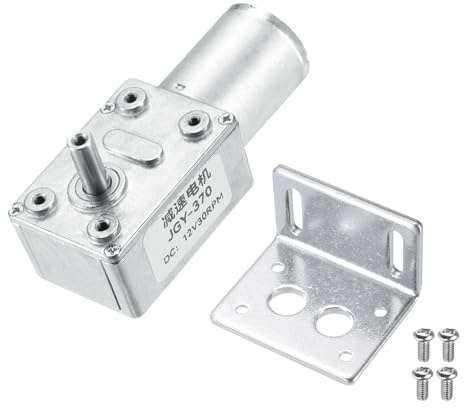 sourcing map DC 12V 30 RPM Reversible Schneckengetriebemotor Reduziermotor 6 mm D-Form Schaft Hohes Drehmoment Getriebe mit Befestigungsbügel Reduzierung Elektromotor für Kehrmaschinen, Drucker, Öfen