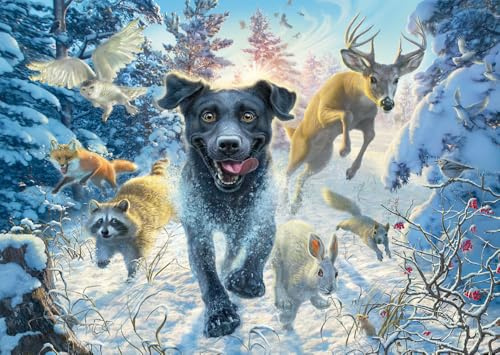 Schmidt 58558 Schwarzer Labrador im Schnee, 1000 Teile Puzzle | Mark Frederickson