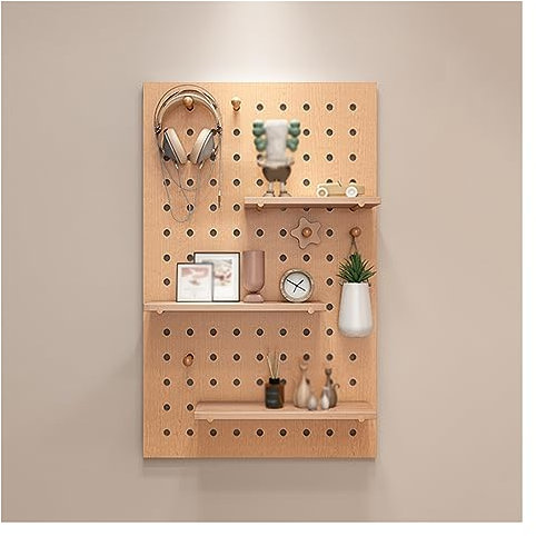 Panneau de Rangement Mural perforé, Panneaux d'organisation muraux en Panneau perforé pour Chambre à Coucher, Bureau, Salle de Bain, kit de Panneaux perforés avec étagère combinée modulaire,