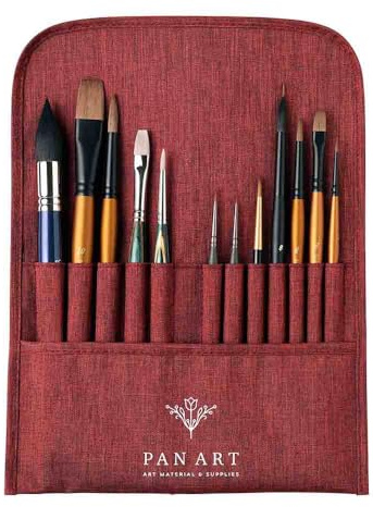 Pan Art Brush Wrap & Storage Pouch, 12 Slots, 29x22cm, Travel Organizer