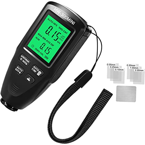KICHOUSE Misuratore Spessore Vernice Auto Misuratore Spessore Digitale Indicatore Carica Batteria Spegnimento Automatico Alta Misura Rivestimenti Magnetici e Non