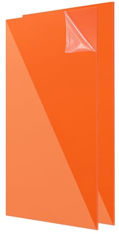 sourcing map Lot de 2 feuilles acryliques de 30,5 x 20,3 cm - Panneau en plastique de 3 mm pour cadres photo, supports de panneaux, projets de bricolage, présentation, travaux manuels, orange