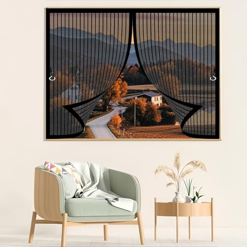 Mosquitera Magnetica Ventana 125x140cm(W x H) Cierre Automático, sin Taladrar, Antimosquitos, Fácil Instalación, Mosquitera Magneticas para Puerta Corredera, Puerta de Salón, Negro
