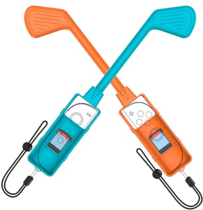 Switch Accessoires Poignées de Golf 2 pièces pour Joy-Con Support de Contrôleur Mini Clubs de Golf avec Dragonne Rangement